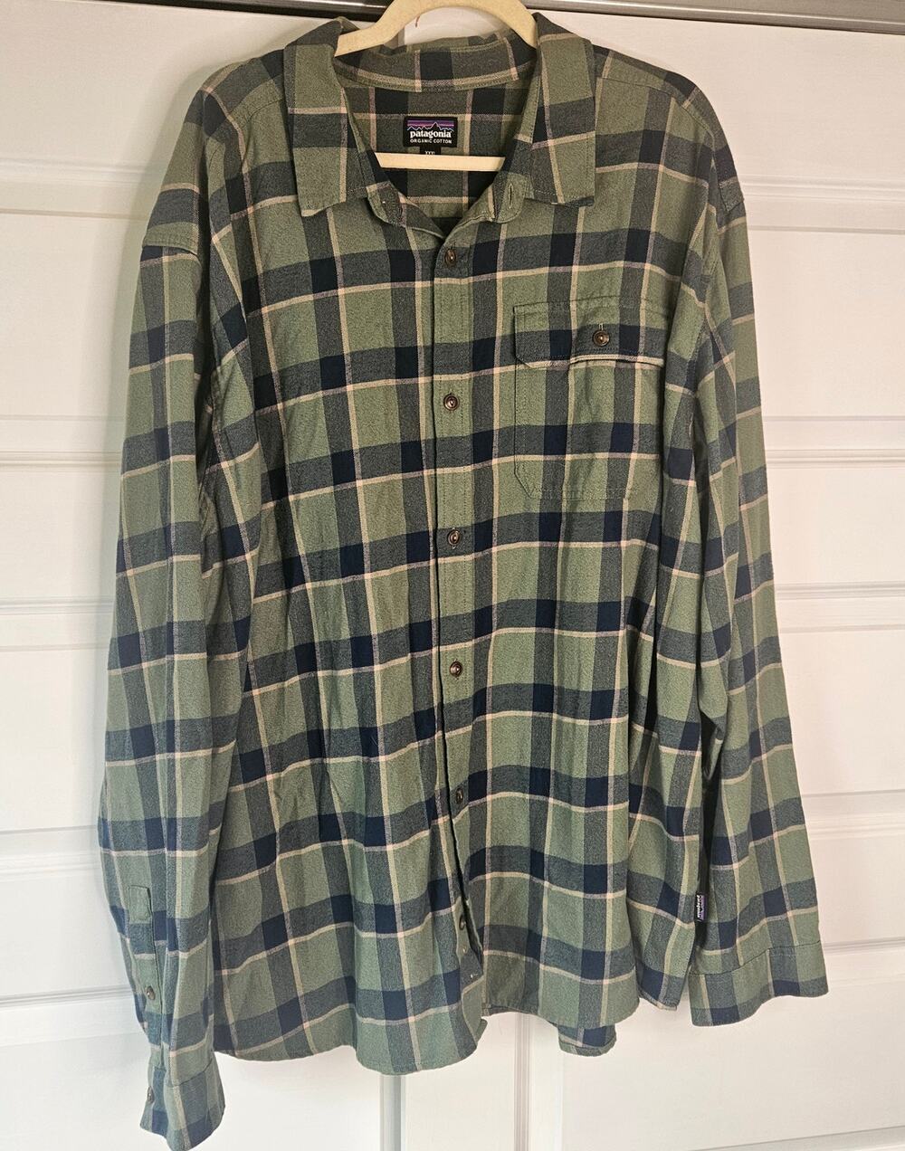 Patagonia Green Plaid Organic Cotton Fjord Flannel Shirt 3XL
